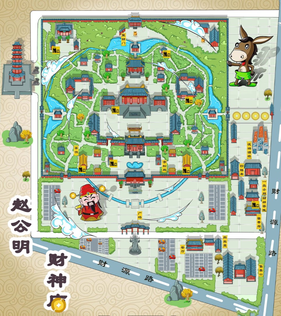 武强寺庙类手绘地图